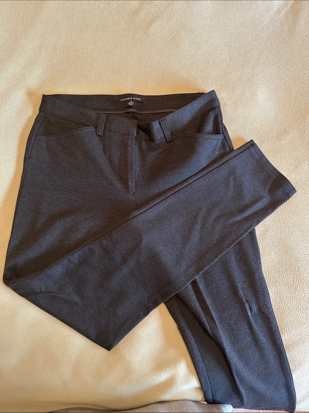 Andrew Marc Men's Charcoal Grey Stretch Chinos
